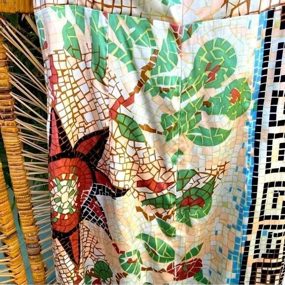 ✨ Beautiful handmade silk dress in a unique mosaic floral pattern. Size 12. - Picture 5 of 11